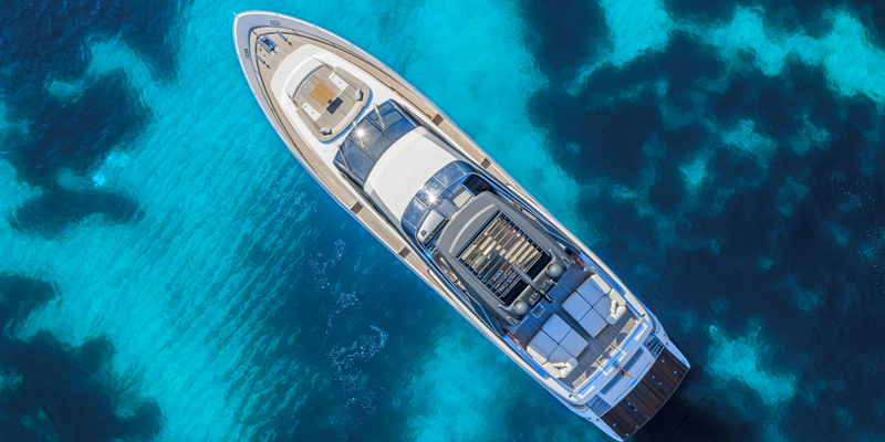 Aura I San Lorenzo yacht for charter Mallorca aerial view