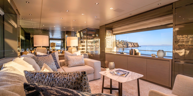 Aura I San Lorenzo yacht for charter Mallorca saloon