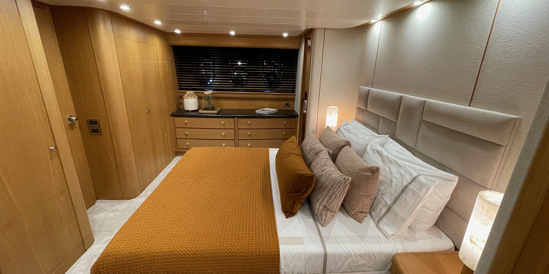 Canados 86 Kitty Kat yacht for charter cabin view