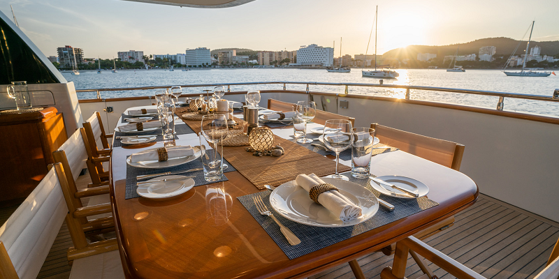 Charter Yacht Carom sunset