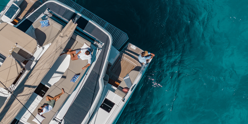 Catamaran Charter Mallorca Fountaine Pajot 44ft birds eye view