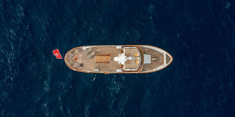Fairmile Yacht Charter Alcudia Mallorca Classic Aerial Drone View