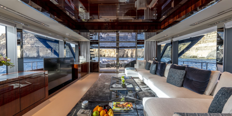 Figurati Riva 34m yacht charter Mallorca saloon
