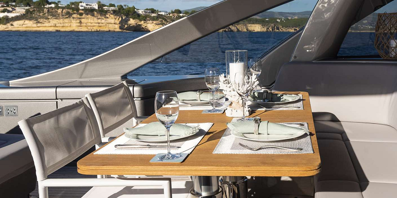 Dining on yacht Marleena VIII
