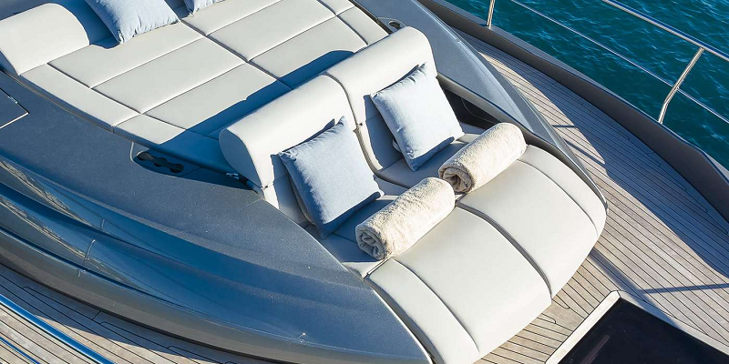 Seating at bow of yacht