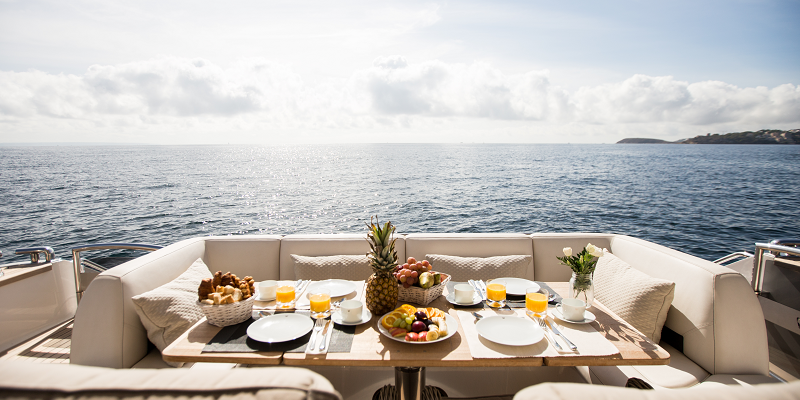 charter yacht serving breakfast