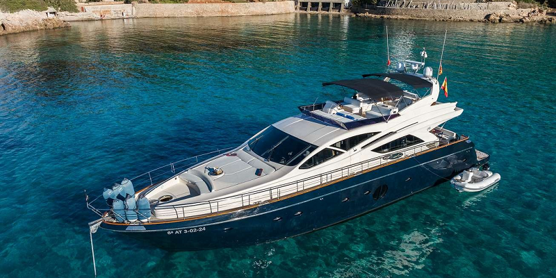 Rodman Muse 74 Yacht Mr Corn in clear blue water in Mallorca