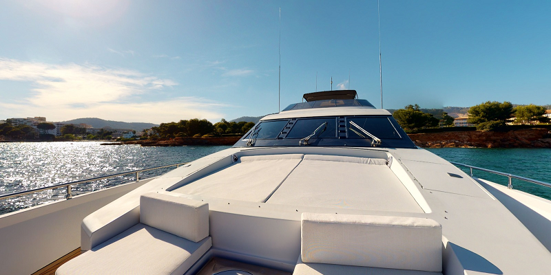 Paladio yacht charter bow sunbathing Mallorca