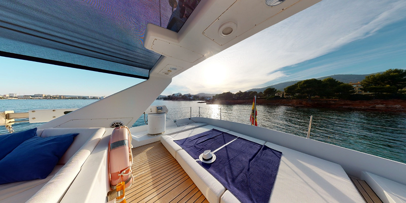 Paladio yacht charter flybridge sunbathing Mallorca