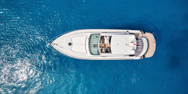 Aerial view of Pershing yacht near Andratx available for charter