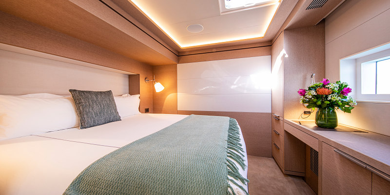 Power Catamaran Sasta Luxury Charter Mallorca cabin