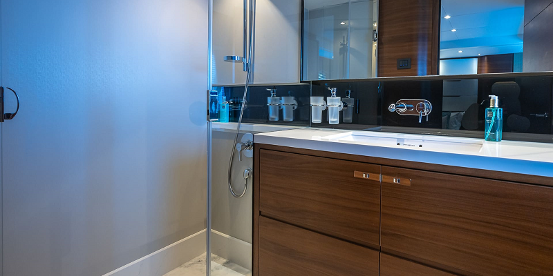 Princess 68 Zen yacht charter Mallorca bathroom view