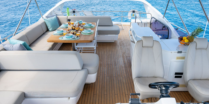 Princess 68 Zen yacht charter Mallorca flybridge