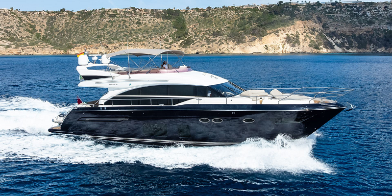 Princess 68 Zen yacht charter Mallorca underway side view 2