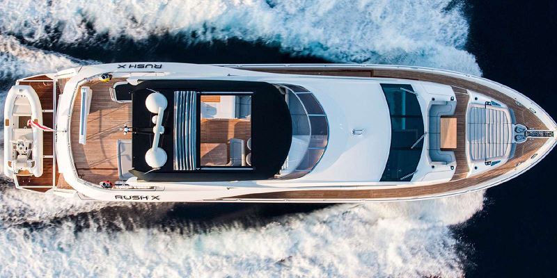 Sunseeker Rush X aerial view yacht charter