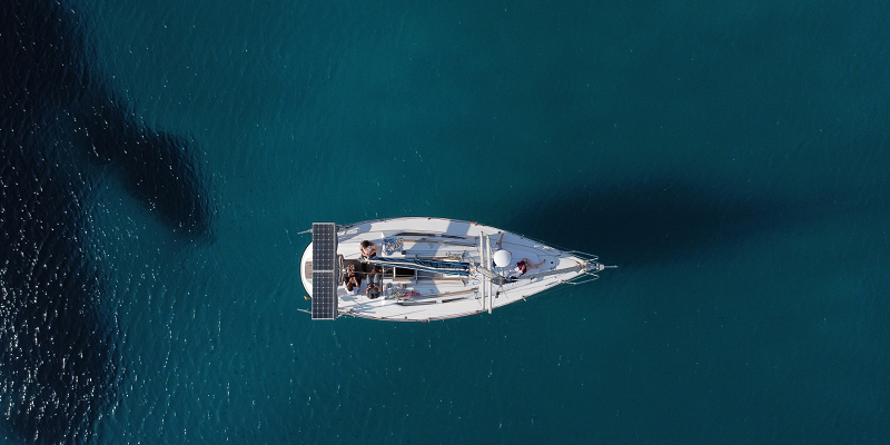 Sargay Sail boat for charter in port Andratx Mallorca aerial view B