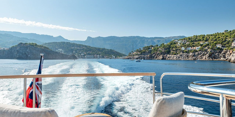 Sunseeker 88 Haley Jane yacht for charter in Soller Mallorca beautiful view from flybridge