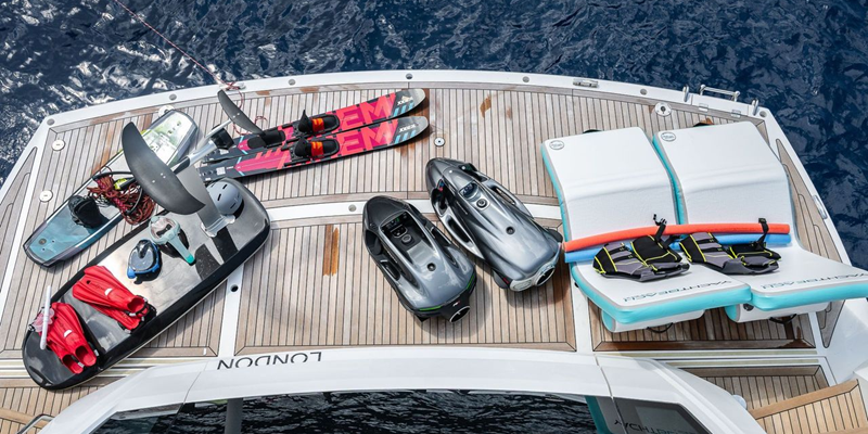 The selection of toys available on the yacht Haley Jane