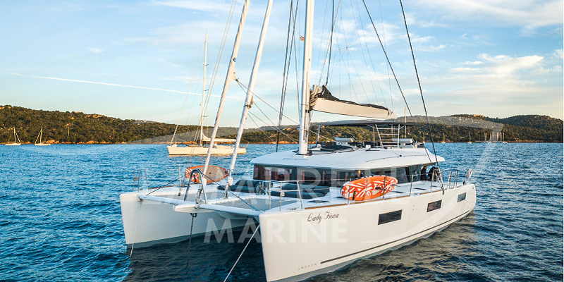 Catamaran Lady Fiona at sea in Mallorca