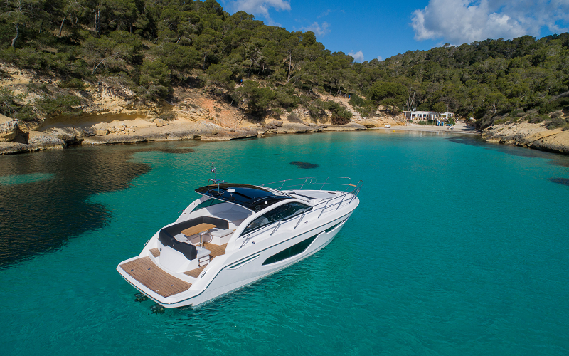 bareboat yacht in beautiful bay