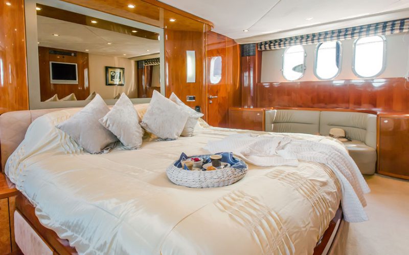 Master cabin in luxury charter boat in Mallorca